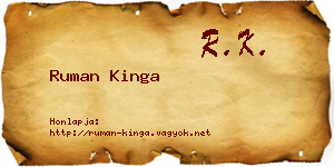 Ruman Kinga névjegykártya